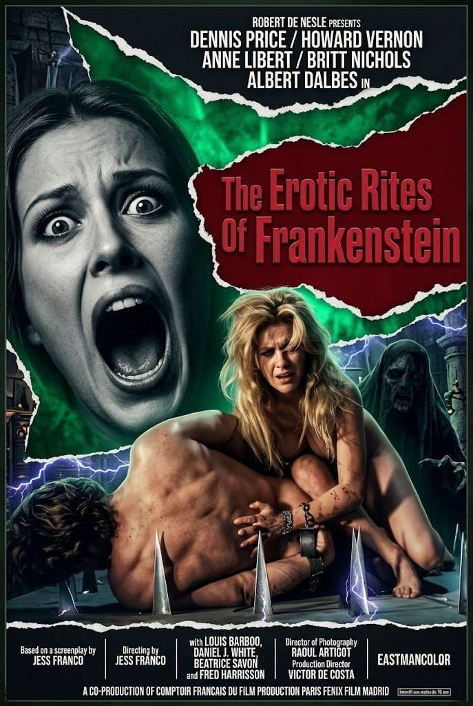 Eine Jungfrau in den Krallen von Frankenstein